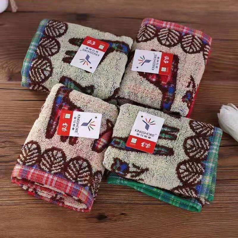 Gold size cotton small towel E011 cotton children's towel cartoon jacquard giraffe soft absorbent dense green red