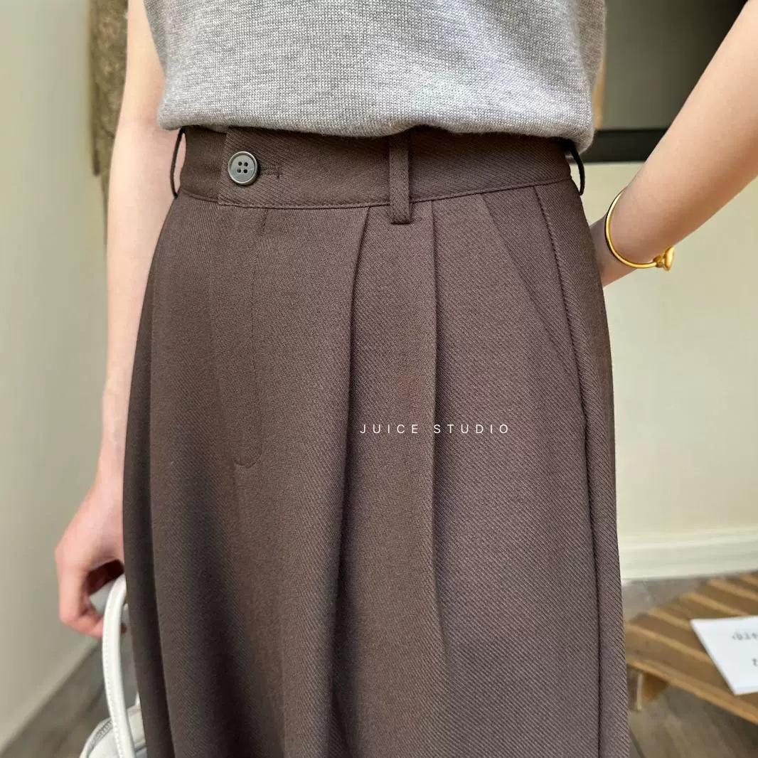 Liquidación sin devolución, pantalones de traje de pierna ancha de todo fósforo de cintura alta, pantalones casuales rectos sueltos de otoño para mujer 2024