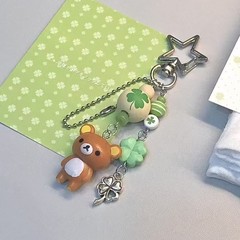 【幸运含量轻松熊】钥匙扣挂件咕本链串珠四叶草手机链吊坠小熊熊