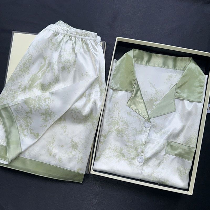 W 잉크 그림 녹색 더블 짧은