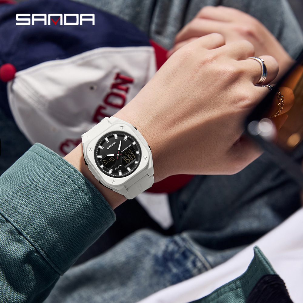 SANDA Sanda 6268 horario de verano despertador impermeable reloj electrónico para estudiantes sincronizados reloj deportivo de luz nocturna multifuncional