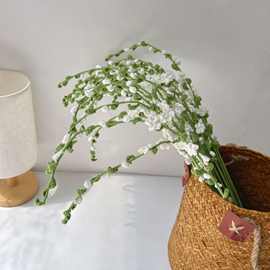 成品手工钩织雪柳花束 灵动仿真花毛线编织礼物钩针插花家居装饰