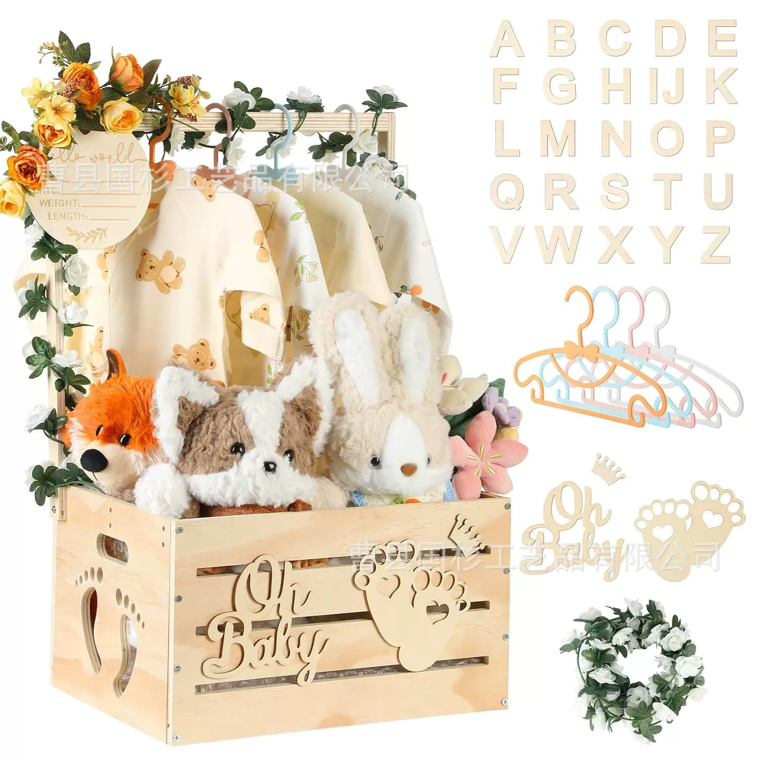 Деревянный ящик для хранения детских товаров, корзина для хранения домашней одежды и игрушек, упаковка для подарков новорожденным, деревянный ящик для хранения