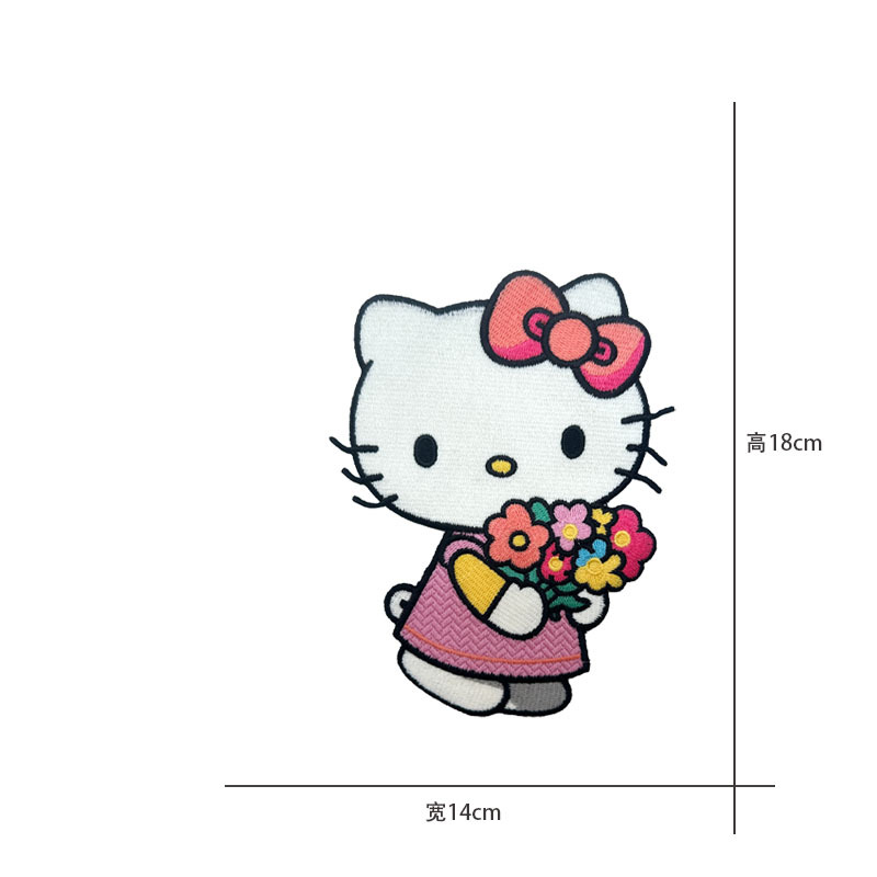 Cartoon al por mayor bordado por computadora kt pegatinas de tela de gato Sanliogou diy pegatinas de parche tejido cesta de ropa adorno accesorios pegatinas