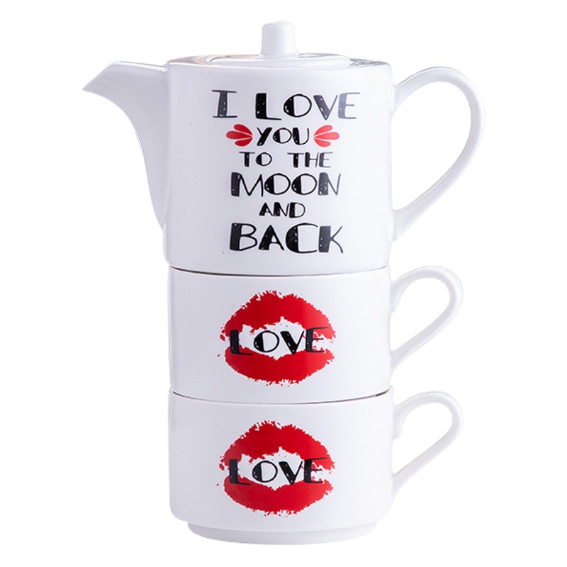 Pareja creativa taza de agua de cerámica flor tetera traje taza de café una olla dos tazas se puede utilizar como logotipo regalo