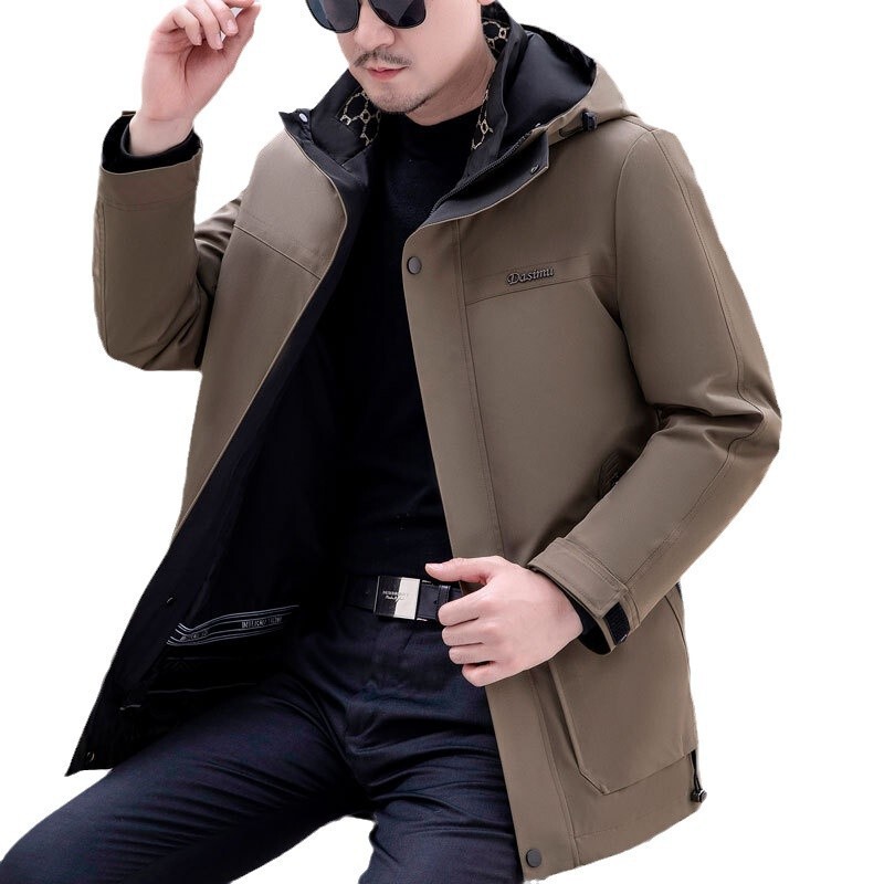 Haining メンズ ミンク パイク ミンク ライナー 取り外し可能な毛皮 オールインワン ファー コート ジャケット ニッケ 冬|undefined