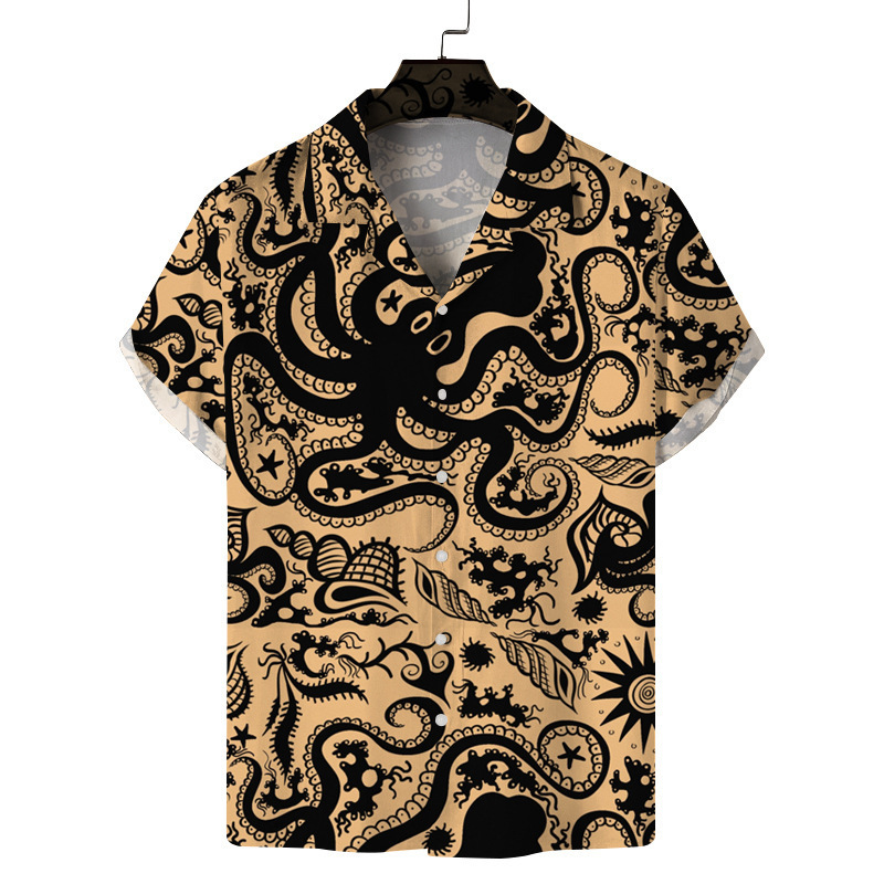 Camicia uomo maniche corte stampa 3d collo cubano hawaiana_voghion.com