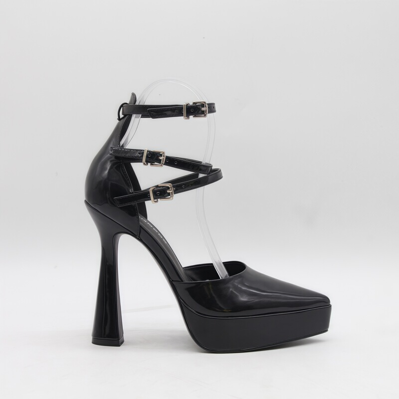 European and American Fashion Export New Pointed Toe Waterproof Platform Thick High Heel Roman Style Buttoned One-Strap Sandals for Women Summer