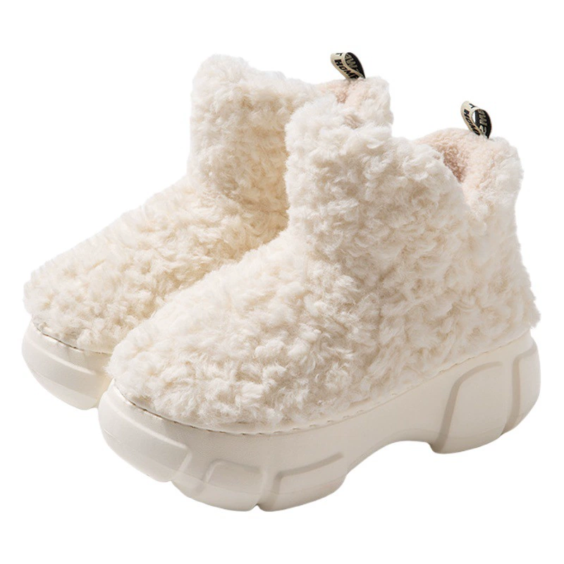 Фабричные плюшевые хлопковые тапочки Qidan, женские зимние простые теплые зимние сапоги на платформе из ЭВА с флисовой подкладкой, в Корейском стиле, для женщин