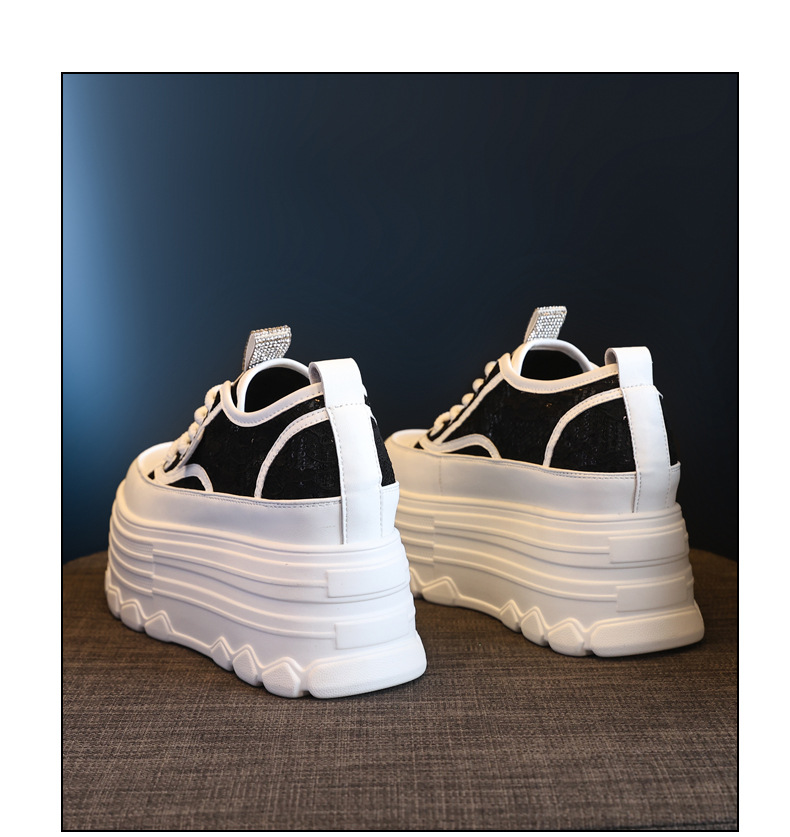 Giày sneaker nữ đế dày lưới thoáng khí phối trắng dễ mặc — Màu đen chi tiết 23