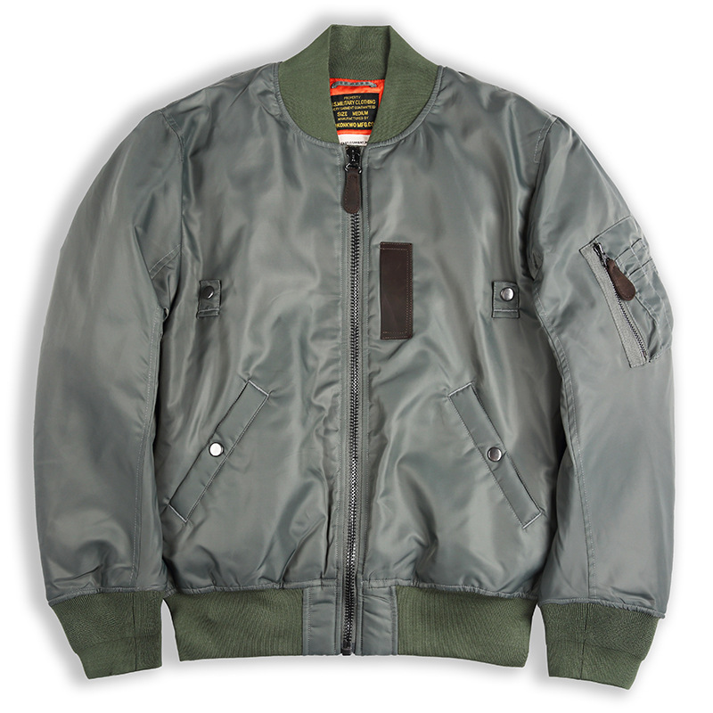 OKONKWO otoño e invierno nuevo color sólido MA-1 vuelo chaqueta acolchada lana gruesa MA1 impermeable chaqueta abrigo