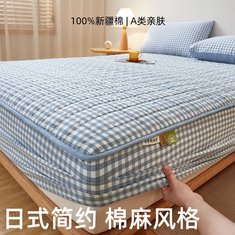 Class a Cotton Washed Cotton Soybean Quilted Fitted Sheet Mattress Bed Cover Fixed Anti-Slip Cover Protective Cover Dust Cover Wholesale