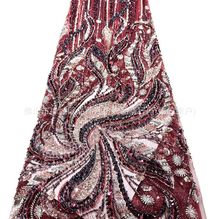 Pavilón europeo bordado tela de malla alfombra roja delgada vestido de desfile ligero lujoso vestido de fiesta de cumpleaños tela de noche