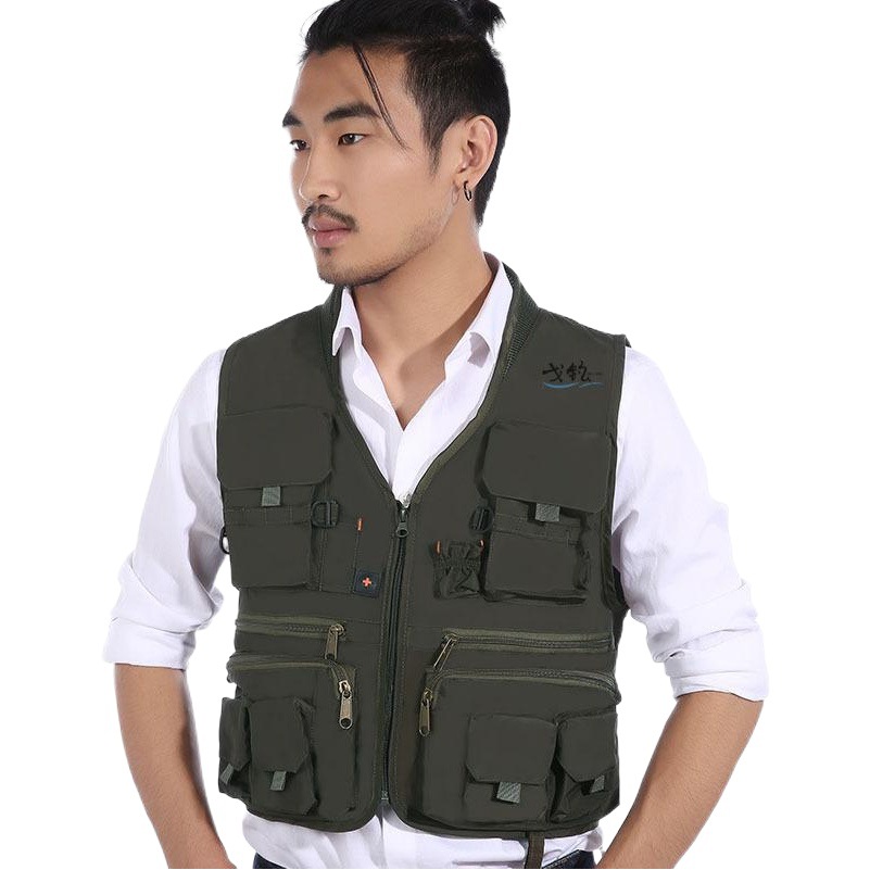 Korean Style Waterproof Outdoor Fishing Vest Universal Multi-Flap Pocket Pants Photography Breathable Work Vest Customizable Logo Work Clothes