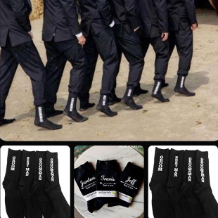 Amazon wish AliExpress cross border wedding socks black long tube GROOMS MAN groom best man wedding socks