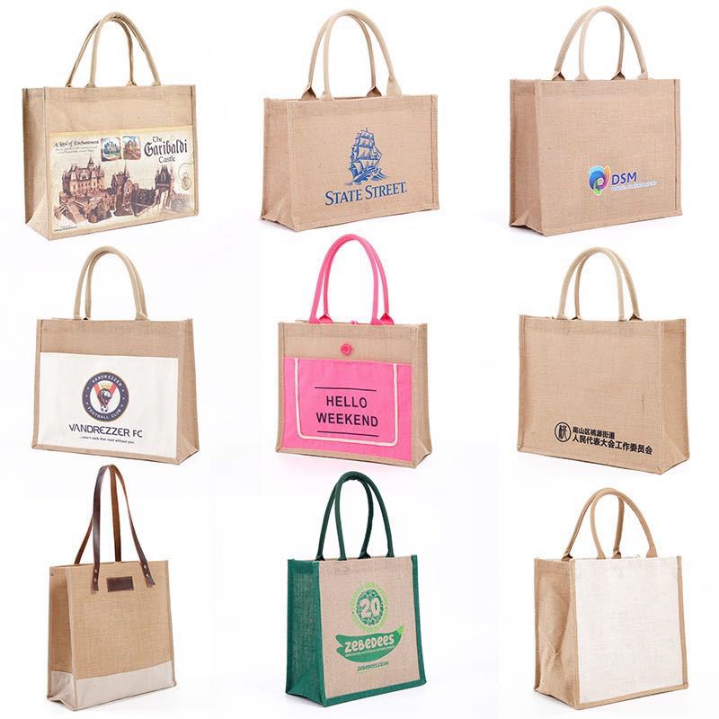 Impresión de bolsas de lona Bolsa de lino Tote spot MUJI souvenirs shopping yute lino impresión de gran capacidad