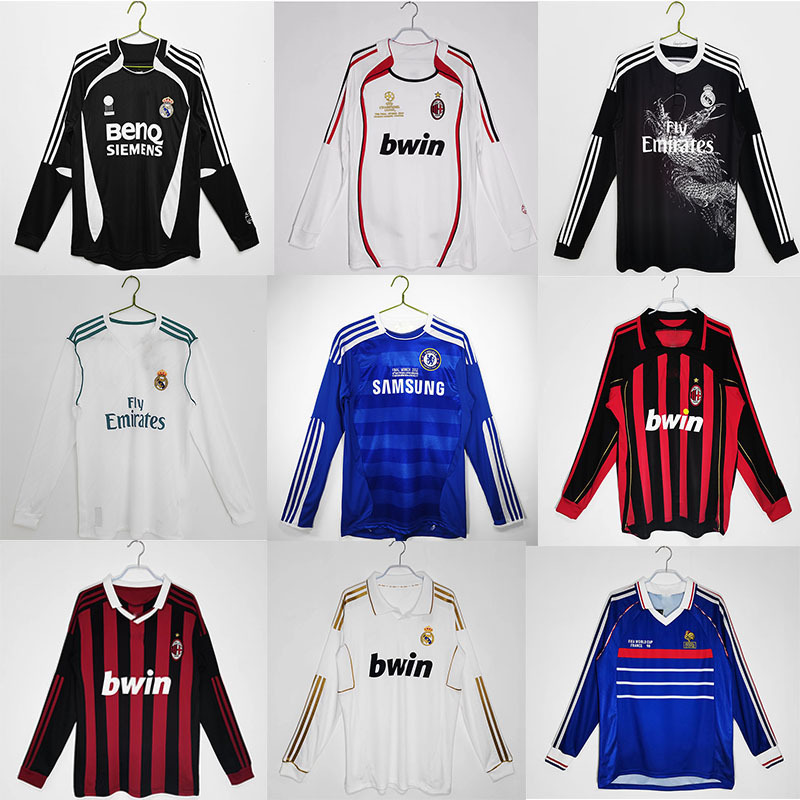 Retro Long Sleeves Real Madrid Arsenal England Portugal AC Milan Football Classic Jersey Retro