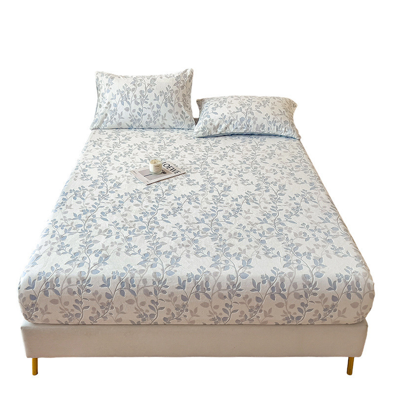 Leche de camisa de camisa de una sola pieza de camisa de coral más camisa de camisa gruesa cubierta de colchón protector 1.5m cubierta de camisa antideslizante