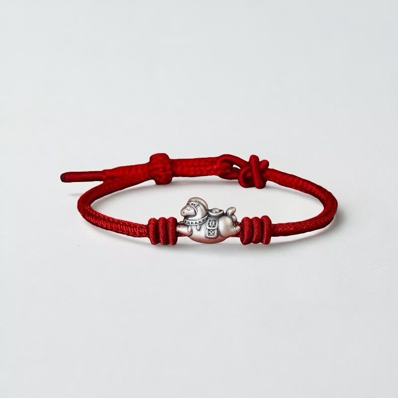 2026 New Model Pure Silver S999 Sterling Silver Zodiac Year Red Rope Bracelet for Women Born in the Year of the Horse, Woven for Immediate Wealth and Good Luck