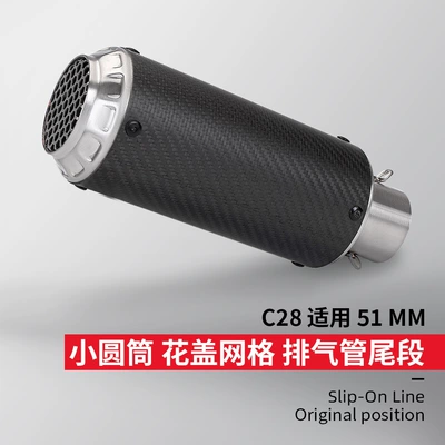 Motorcycle MT07 Z900 R3 MT09 modified exhaust pipe C28 small cylinder flower cover mesh tail section