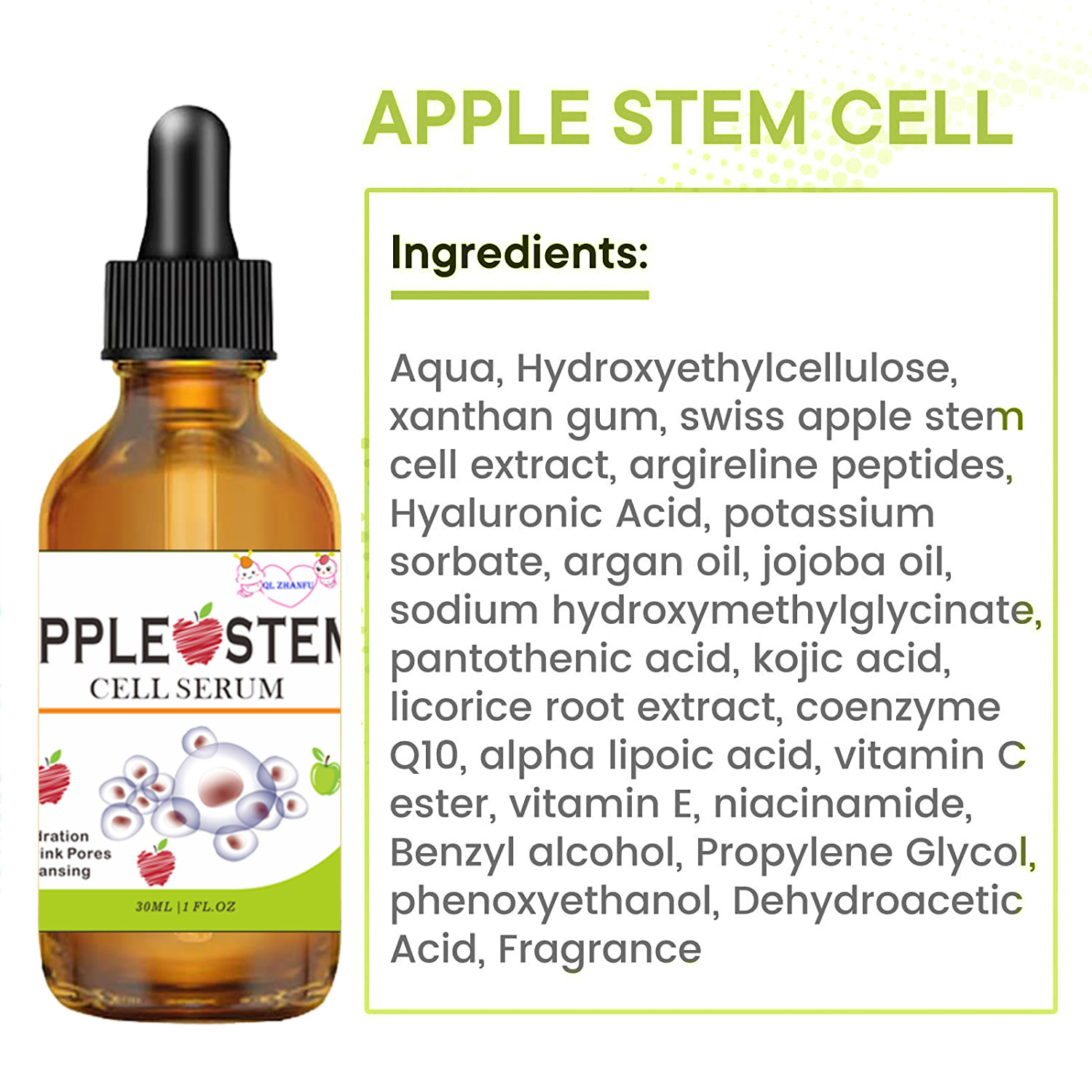 QLZHANFU Apple Cell Original Solution and Moisturizing Facial Vitamin A Skin Rejuvenating essence_voghion.com