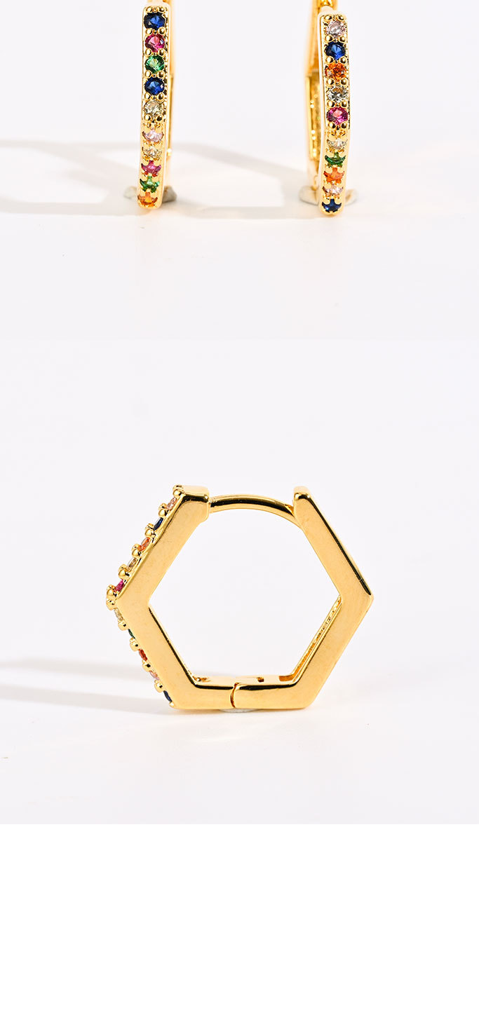 new brass 14k real gold plated diamond-shaped pentagon copper earrings