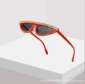 三角猫眼小框镶钻太阳镜2023新款欧美复古太阳眼镜个性太阳眼镜女