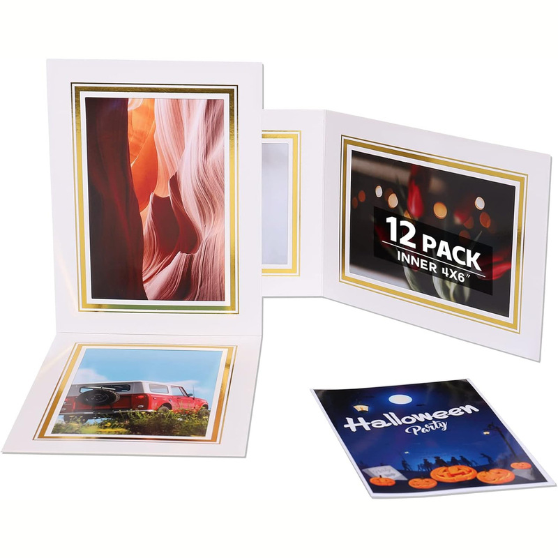 10-Pack Cardboard Photo Frames for 6inch 7inch Photos, DIY Greeting Cards, Invitations, Pure White Cardboard Folders, Customizable