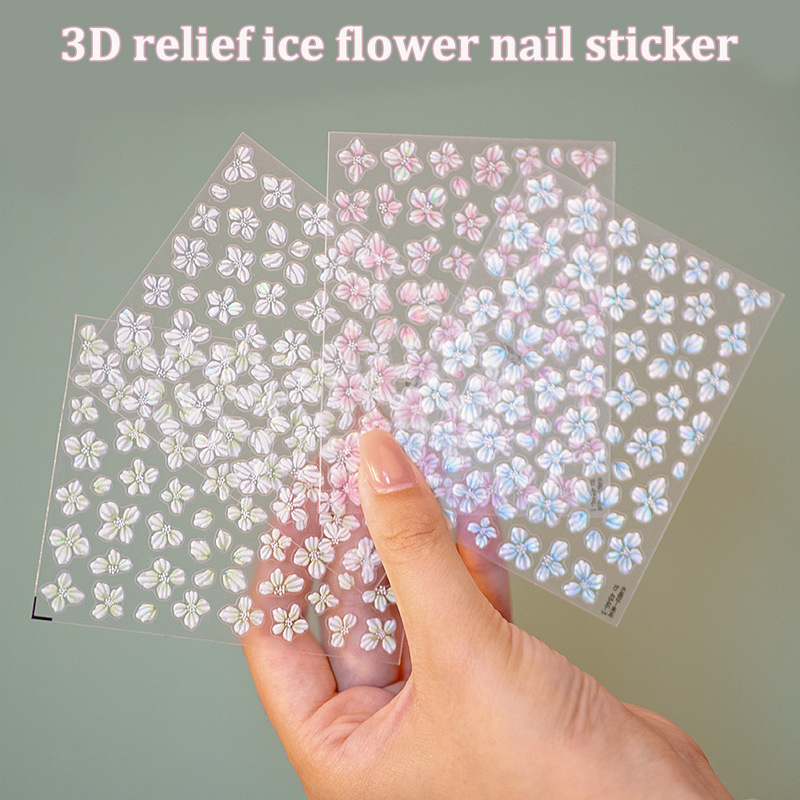 Embossed Little Ice Flower Nail Art Sticker Spring New Sweet Simple Ins Style Wear Nail Decoration Internet Celebrity Explosions Embossed Little Ice Flower Nail Art Sticker Spring New Sweet Simple Ins Style Wear Nail Decoration Internet Celebrity Explosions