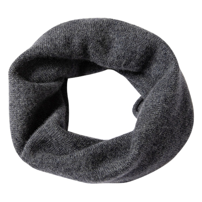 100% Cashmere Scarf Men's and Women's Winter Knitted Pure Cashmere Sleeve Solid Color All-match Couple's Small Scarf Fake Collar