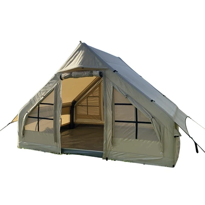 Outdoor cotton cabin inflatable tent camping outdoor cotton camping family waterproof sunshade (Çadırlar) - creamy-white-3-4-people