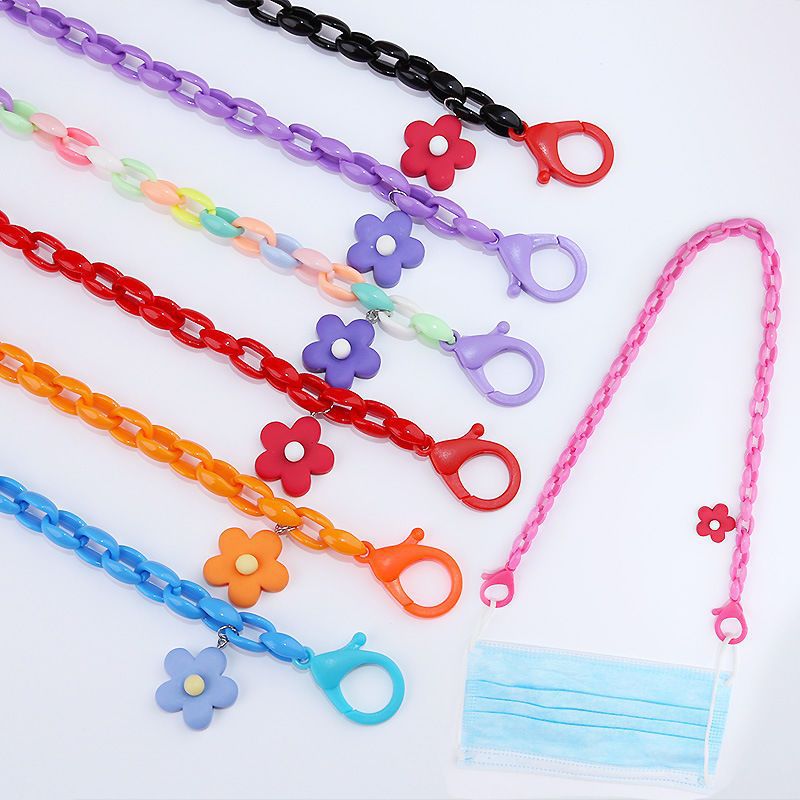 Korean Edition Mask chain Versatile Floret colour chain Eyewear chain girl children Neck rope Acrylic