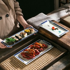 老式公雞盤家用商用火鍋店專用雞公碟創意個性壽司盤蝦滑長方形盤