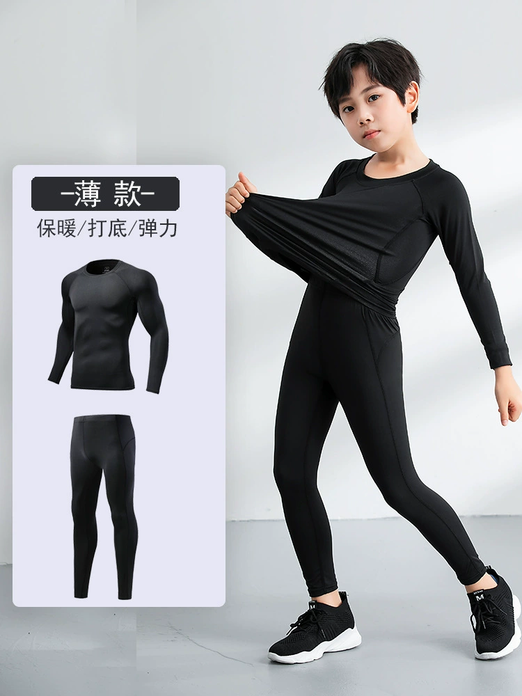 Children's fleece basketball football sports suit for training for gym, quick dry long-sleeve, tight, for running