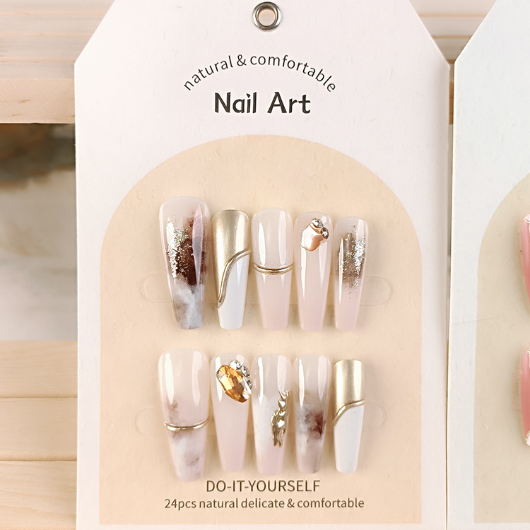 Uñas de manicura portátiles hechas a mano, 24 piezas, fototerapia, parches de uñas postizas estéreo, producto terminado, uñas portátiles extraíbles