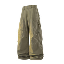 大码弯刀裤夏季薄款速干裤美式高街褶皱男士休闲裤宽松百搭阔腿裤