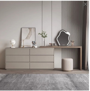 Italian Simple Dressing Table and Cupboard Integrated Bedroom Light Luxury High-End Small Dressing Table Bedside Storage Cabinet Storage Cabinet