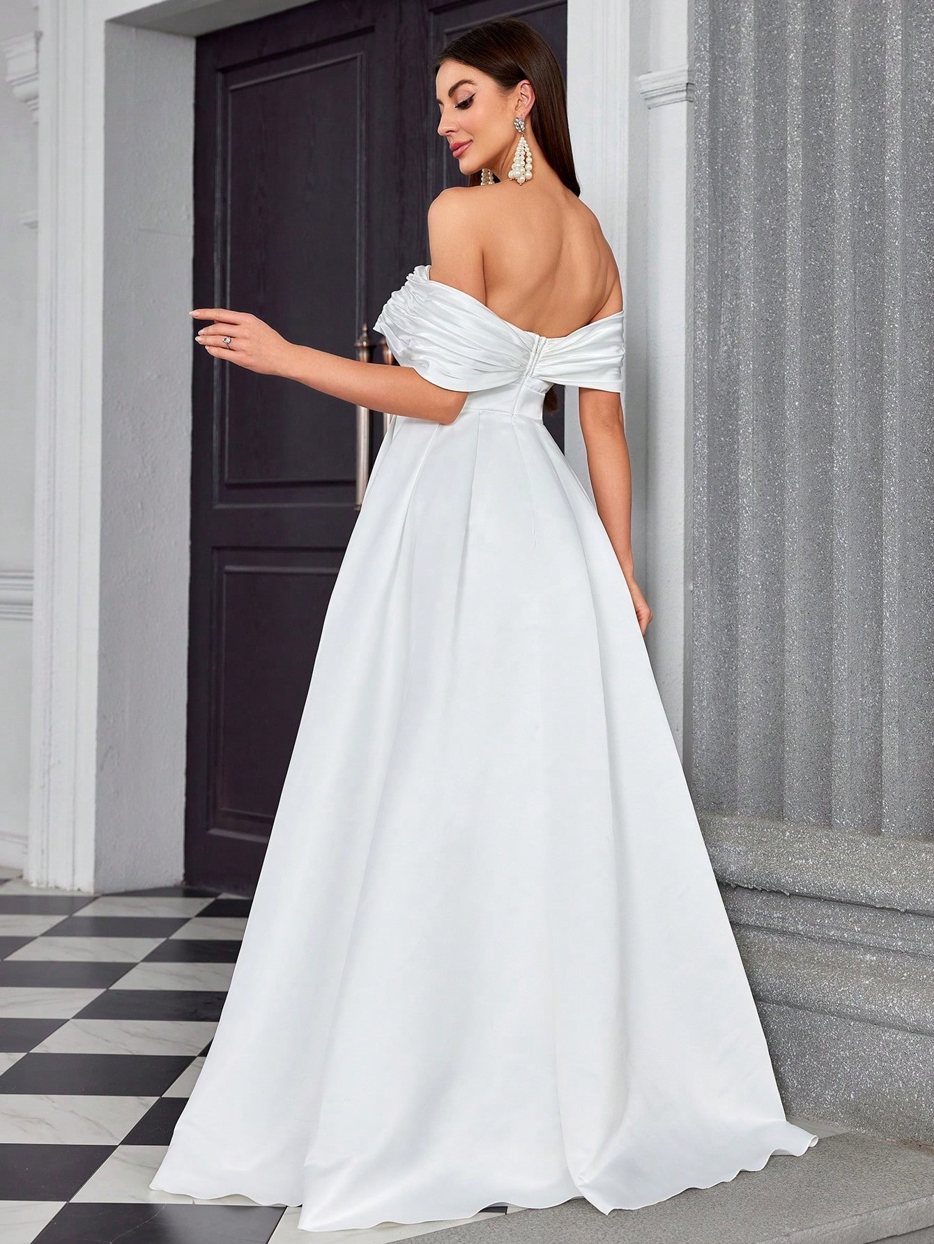Off Shoulder Evening Dress Sexy Slit Evening Dress Elegant Light Luxury Backless Host Formal Dress Trip Shoot Dress