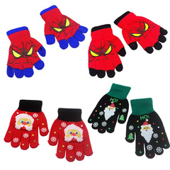 Cross-border children's gloves cartoon Spider-Man offset printing full finger thickening anti-cold boys and girls gloves for children aged 3-12 