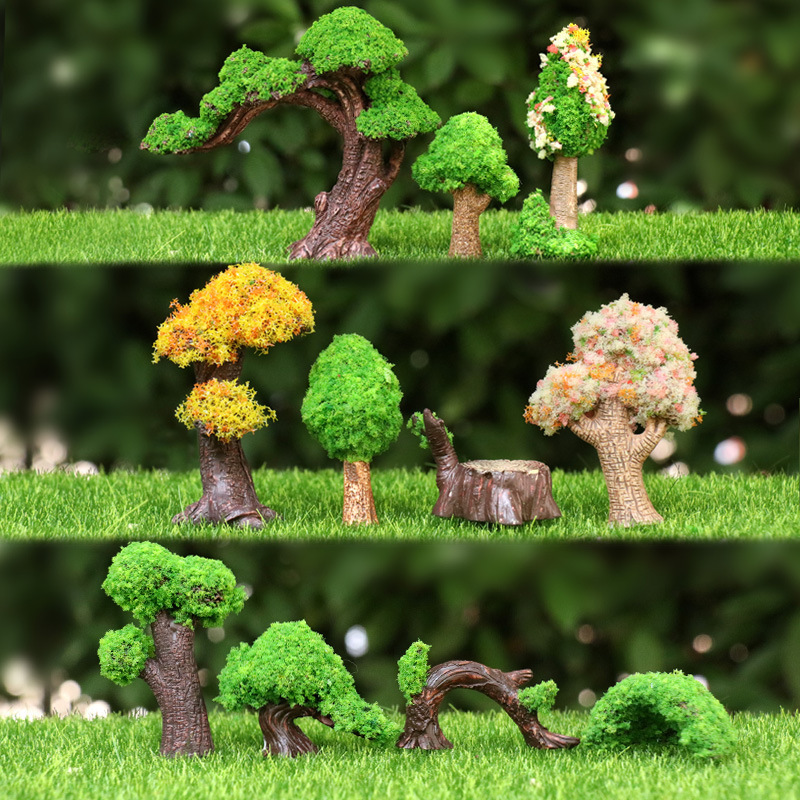 Simulated Miniature Welcoming Pine Flower Tree Model Creative Moss Micro Landscape Gardening Flower Pot Landscaping Decoration Small Ornaments