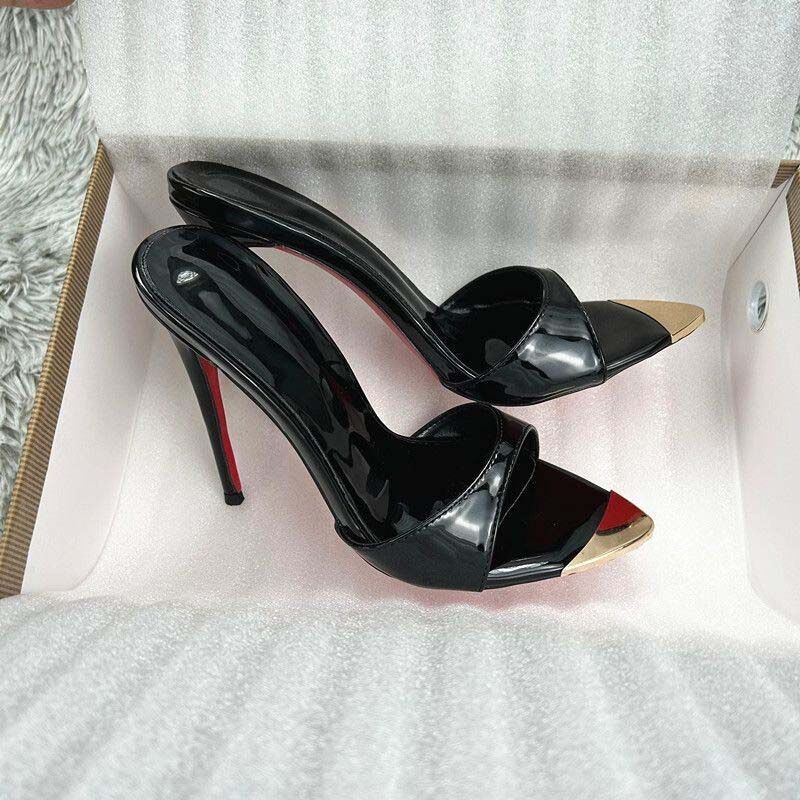 Summer 2025 Trendy Black Slippers with Sexy Red Soles, Stylish Open-Toe Sandals, Height-Increasing and Cool