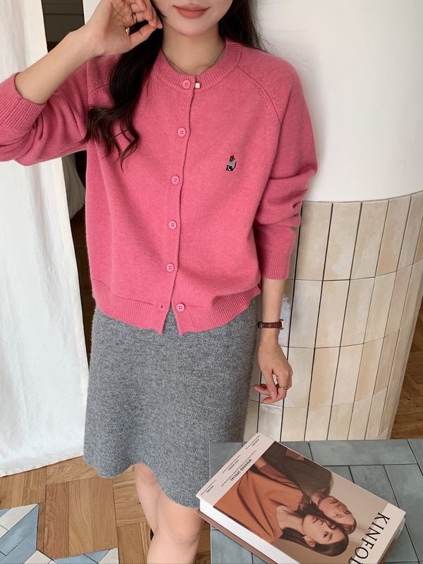 秋日多巴胺韩妹穿搭彩色系圆领针织开衫新款小个子毛衣外套女ZDJ7|undefined