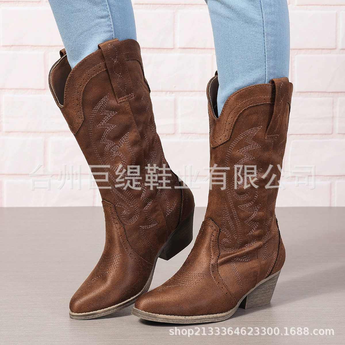 Женские кожаные ботинки Juti Export 2024, новая модель, европейский и американский экспорт, ботинки средней высоты, низкий каблук, большие размеры.