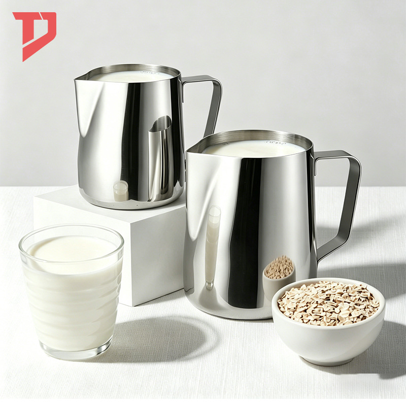 Boca puntiaguda taza de leche 304 Acero inoxidable Aparato de café cera de fusión taza con escala guirnalda taza imprimible logotipo