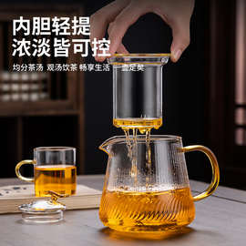 Y25E玻璃茶壶耐高温过滤家用电陶炉茶水分离泡茶壶茶具套装加厚沏