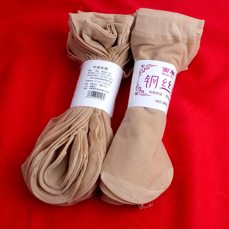 Steel Wire Women's Stockings Short Crystal Silk Ultra-Thin Anti-Snatch Stockings Women's Summer Non-Slip Socks Wear-Resistant Flesh-Colored Socks