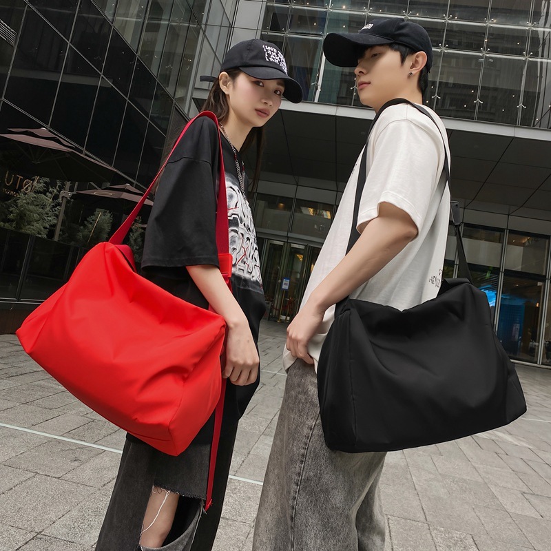 Bolsa de moda, bolso de hombro de color sólido de gran capacidad para hombres y mujeres, bolso de viaje de compras simple y generoso