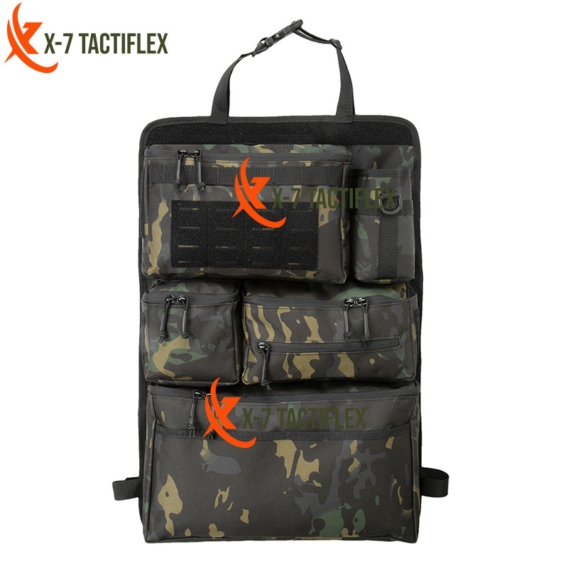 Diseño de almacenamiento de múltiples compartimentos de bolsas de almacenamiento en el asiento trasero de vehículos tácticos pesados cremallera de nylon cerrada para SUV