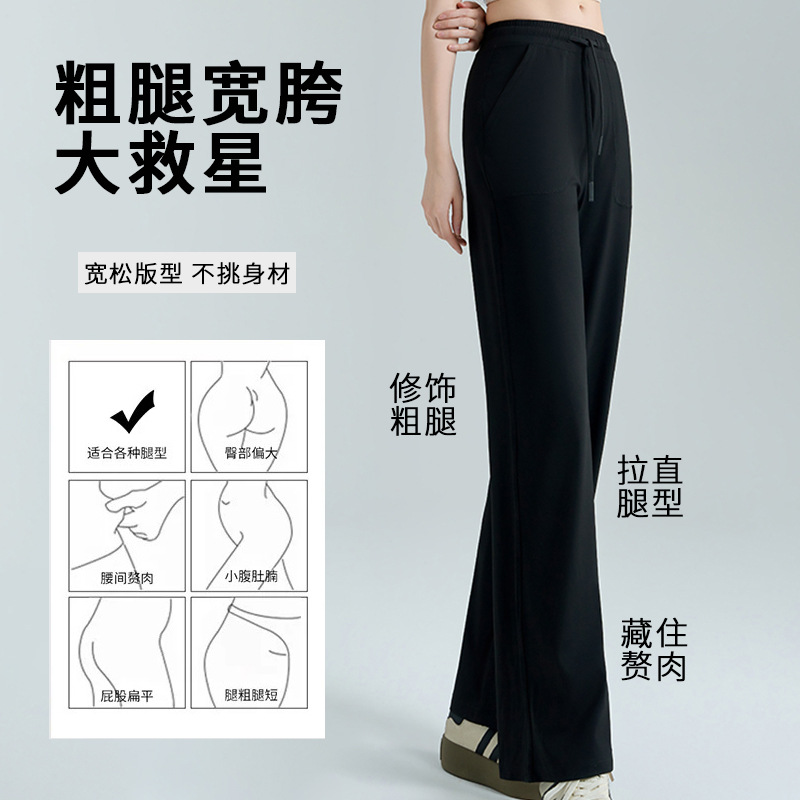 夏季阔腿裤女运动速干休闲跑步显瘦高腰抽绳健身瑜伽裤宽松长裤潮