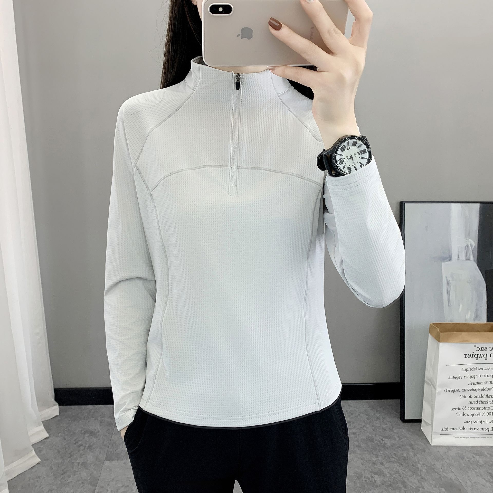 Women's Elastic Quick-Drying Clothing for Outdoor Sports, Moisture-Wicking, Elastic, Breathable Running Fitness Clothing, Long-Sleeved Quick-Drying T-Shirt